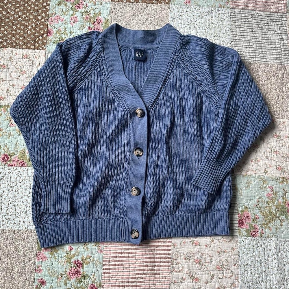 Gap cotton blue relaxed fit cardigan